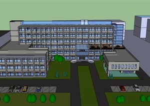 某现代风格中小型医院住院楼建筑设计SU(草图大师)模型