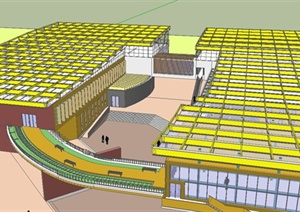 某现代风格创意图书馆建筑设计SU(草图大师)模型