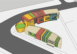 某现代风格小区幼儿园建筑楼设计SU(草图大师)模型