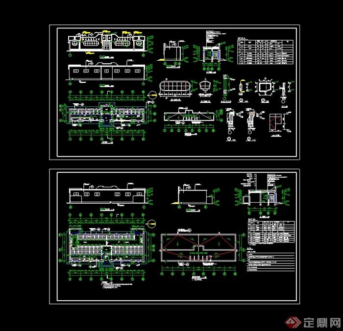 某现代风格1层学校公厕2种设计cad施工图(3)