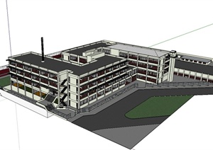 某现代风格大学教学楼建筑楼设计SU(草图大师)模型