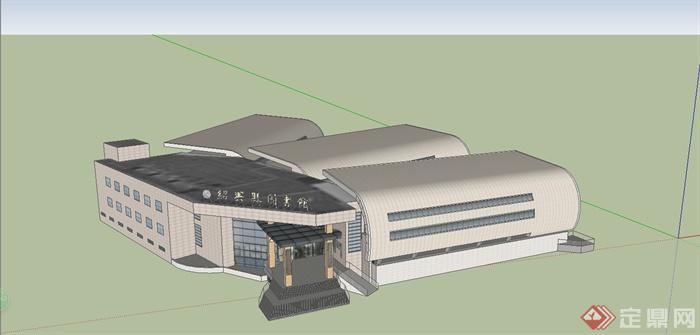 某现代风格创意图书馆建筑SU模型设计(3)