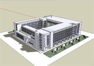 某现代风格工业大学行政楼设计SU(草图大师)模型