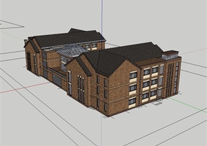 英式幼儿园建筑楼设计SU(草图大师)模型