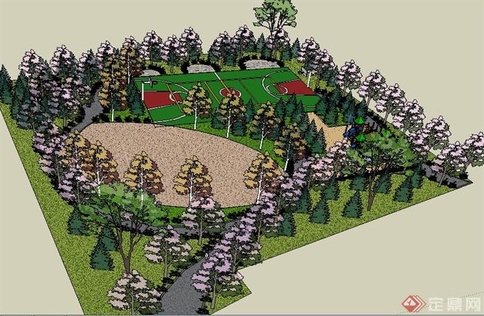 现代小型休闲公园景观设计Su模型(2)
