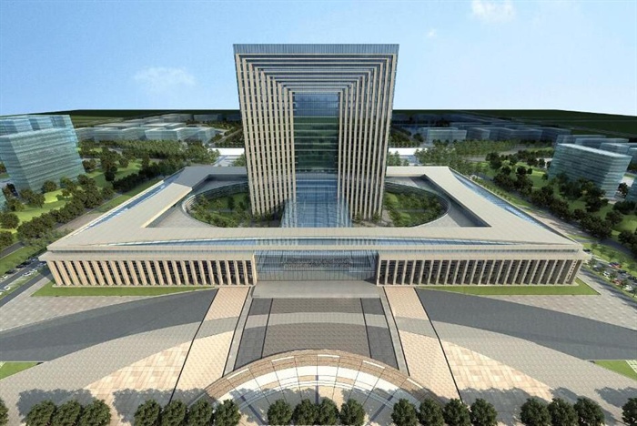 兰州某现代风格政府行政中心建筑设计SU模型含JPG效果图