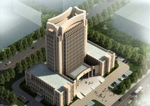 新古典风格承德法院建筑楼设计SU(草图大师)模型