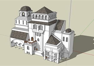 某简约欧式风格伊斯兰教堂设计SU(草图大师)模型