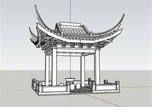 古典中式风格沧浪亭设计su白模及cad方案