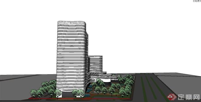 某现代风格高端酒店建筑设计SU模型(2)