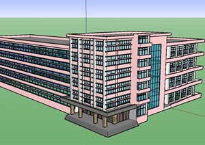 某简约现代风格学校教学楼建筑设计SU(草图大师)模型