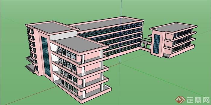 某简约现代风格学校教学楼建筑设计SU模型(4)