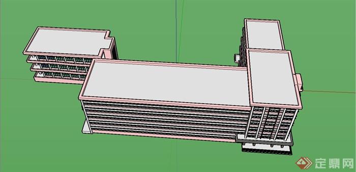 某简约现代风格学校教学楼建筑设计SU模型(6)