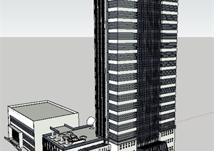 某现代简约银行大楼建筑设计SU(草图大师)模型