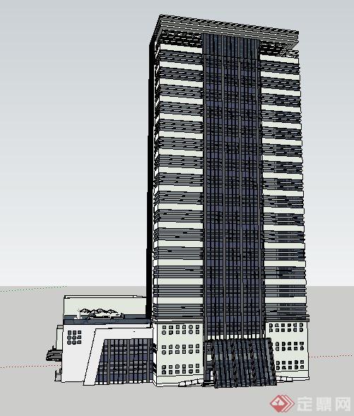 某现代简约银行大楼建筑设计su模型(2)
