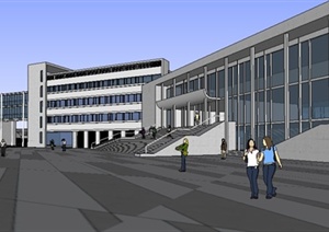 现代校园整体建筑规划设计SU(草图大师)模型
