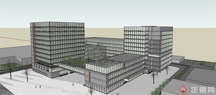 某现代简约校园教学楼建筑设计SU模型(2)