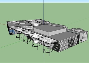某现代风格大東文化艺术中心建筑楼设计SU(草图大师)模型