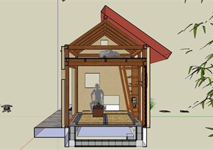 某日式风格小型茶馆建筑设计SU(草图大师)模型