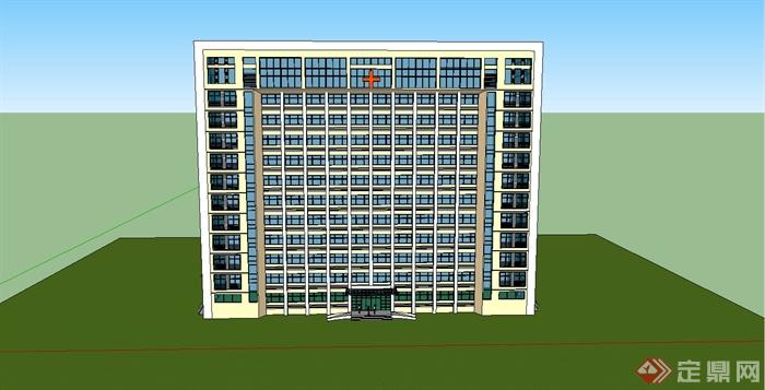 某现代风格医院住院楼建筑设计SU模型(2)