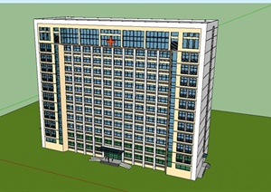 某现代风格医院住院楼建筑设计SU(草图大师)模型