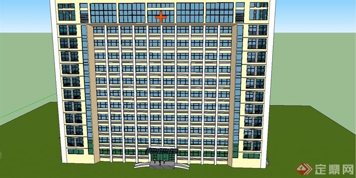 某现代风格医院住院楼建筑设计SU模型(3)
