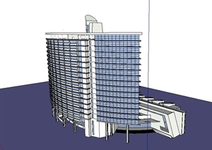 某现代风格多层旅馆酒店建筑楼设计SU(草图大师)模型