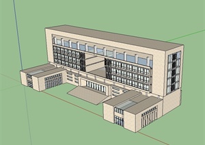 某现代风格详细精致行政中心建筑楼设计SU(草图大师)模型