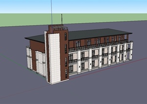 某新古典风格详细精致学校建筑设计SU(草图大师)模型