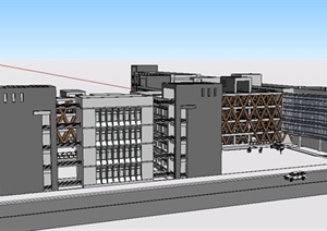 现代简约学校教学楼建筑SU(草图大师)模型