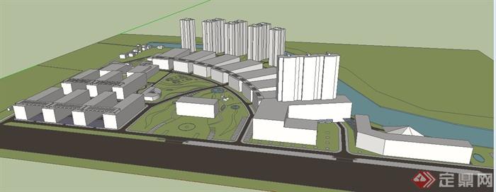 某厂区整体规划设计su模型(4)