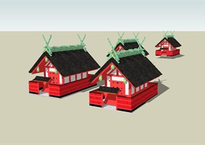 某日式风格单层住宅小屋设计SU(草图大师)模型