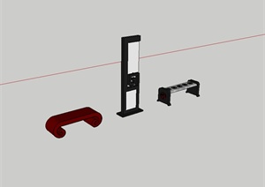 某现代中式风格三个小品设计SU(草图大师)模型