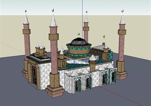 某欧式风格精致清真寺建筑楼设计SU(草图大师)模型