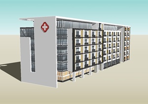 现代风格医院住院楼建筑设计SU(草图大师)模型