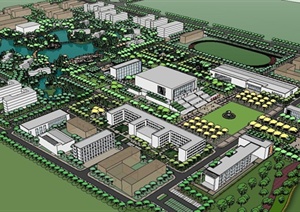 某现代风格大学校园景观规划设计SU(草图大师)模型
