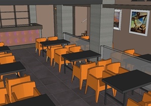 某现代风格餐饮建筑及空间设计SU(草图大师)模型