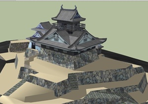 某日式风格旅游区古建筑设计SU(草图大师)模型