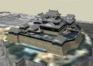 某日式风格旅游景点建筑楼设计SU(草图大师)模型