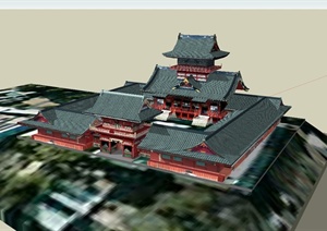 某古典中式风格详细精致旅游建筑楼设计SU(草图大师)模型