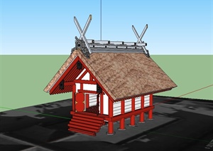 某日式风格单层小屋建筑设计SU(草图大师)模型