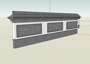 两个不同的中式景墙设计SU(草图大师)模型