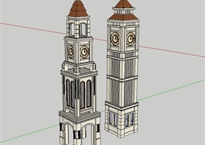 西班牙风格武平钟楼设计SU(草图大师)模型