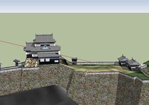 某精致日式风格旅游区古建筑设计SU(草图大师)模型