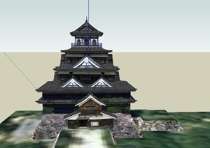 某古典中式风格旅游区塔楼设计SU(草图大师)模型