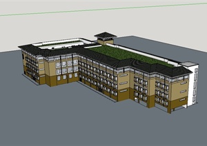 新中式多层工业厂房建筑设计SU(草图大师)模型