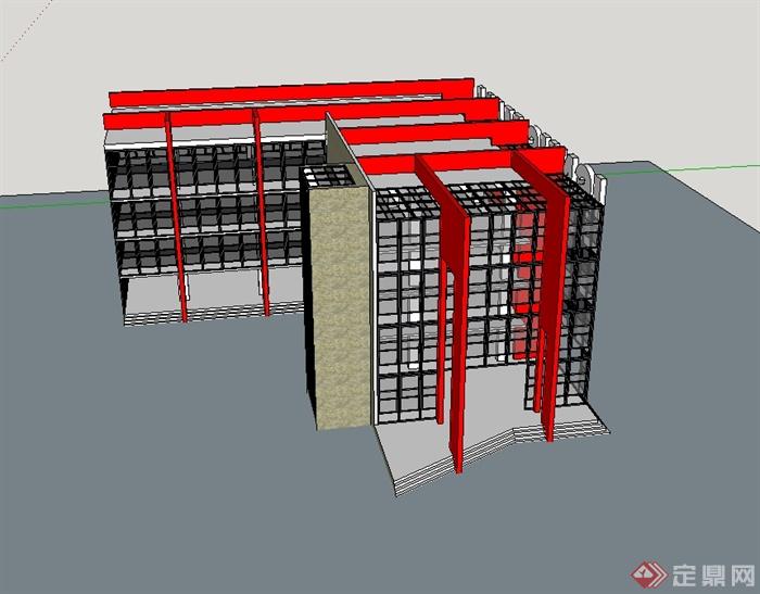 现代多层商业楼建筑设计su模型(4)