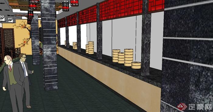 现代中式餐厅超精细设计SU模型(3)
