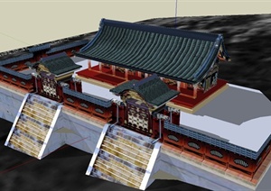 某古典中式风格旅游区古建筑设计SU(草图大师)模型