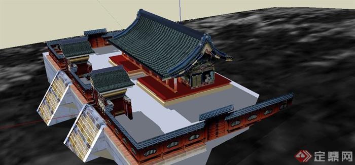 某古典中式风格旅游区古建筑设计SU模型(4)